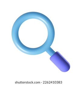 3d vector magnifying glass mesh icon. Discovery research, search, analysis concept. Cartoon minimal style.