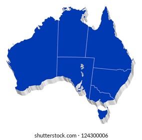 3D vector map of Australia Each State is it's own shape and can be colored to your own preference.