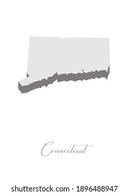 3D Vector map of  Connecticut with handwritten name of the state. State name can be removed or edited. State map isolated on white. Appropriate for digital editing and prints of all sizes.