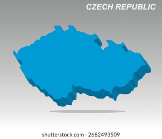 Mapa de Vector 3D de la República Checa, Chequia en un estilo isométrico moderno. Ideal para infografías de presentación de datos, viajes y negocios de Europa Central