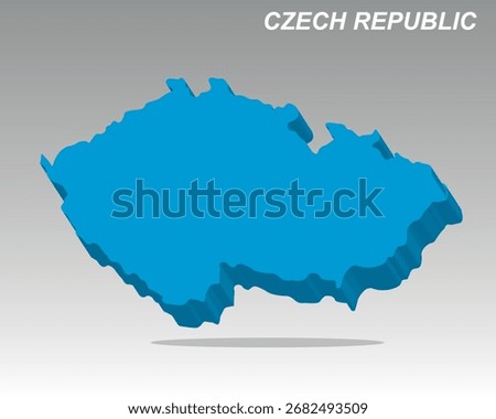 3D vector map of the Czech Republic , Czechia in a modern isometric style. Ideal for Central Europe business, travel, and data presentation infographics