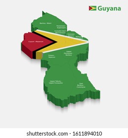 3d Vector map of Guyana