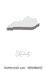3D Vector map of  Kentucky with handwritten name of the state. State name can be removed or edited. State map isolated on white. Appropriate for digital editing and prints of all sizes.