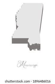 3D Vector map of  Mississippi with handwritten name of the state. State name can be removed or edited. State map isolated on white. Appropriate for digital editing and prints of all sizes.