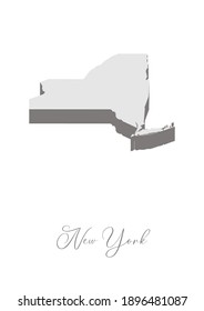 3D Vector map of  New York with handwritten name of the state. State name can be removed or edited. State map isolated on white. Appropriate for digital editing and prints of all sizes.