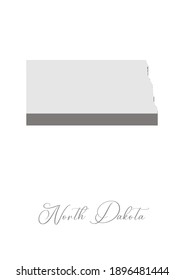 3D Vector map of  North Dakota with handwritten name of the state. State name can be removed or edited. State map isolated on white. Appropriate for digital editing and prints of all sizes.