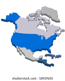 3D Vector Map Of Northern America