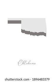3D Vector map of  Oklahoma with handwritten name of the state. State name can be removed or edited. State map isolated on white. Appropriate for digital editing and prints of all sizes.