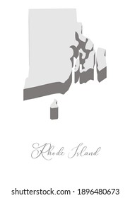 3D Vector map of  Rhode Island with handwritten name of the state. State name can be removed or edited. State map isolated on white. Appropriate for digital editing and prints of all sizes.