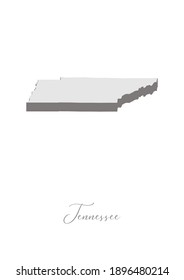 3D Vector map of  Tennessee with handwritten name of the state. State name can be removed or edited. State map isolated on white. Appropriate for digital editing and prints of all sizes.