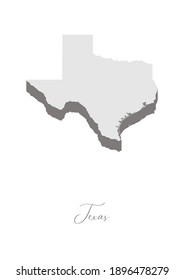 3D Vector map of  Texas with handwritten name of the state. State name can be removed or edited. State map isolated on white. Appropriate for digital editing and prints of all sizes.