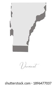 3D Vector map of  Vermont with handwritten name of the state. State name can be removed or edited. State map isolated on white. Appropriate for digital editing and prints of all sizes.