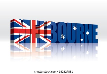 3D Vector Melbourne (Australia) Word Text Flag 
