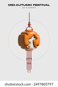 3D vector of Mid-Autumn Festival rabbit lantern