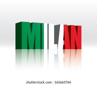 3D Vector Milan (Italy) Word Text Flag 