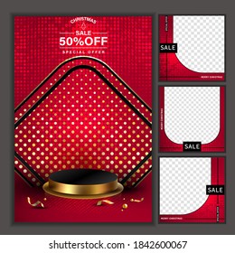 Vector 3D mínimo de oro de podio de lujo frente al fondo rojo pantalla de escena de la pantalla de la plataforma de presentación de producto banner de venta de productos, conjunto de presentaciones, producto,cosmético.
