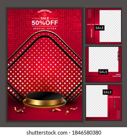 3D vector minimal luxury  podium  golden in front of red background display scene stage platform showcase product sale banner,presentation set, product,cosmetic.