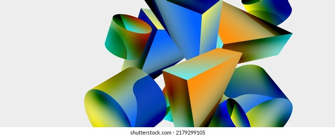3d fondo abstracto geométrico vectorial minimalista. Triángulo, cilindro, composición de forma básica de la pirámide. Plantilla de negocios de moda para tecno para papel de pared, banner, fondo o aterrizaje