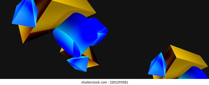 3d vector minimalist geometric abstract background. Triangle, cylinder, pyramid basic shape composition. Trendy techno business template for wallpaper, banner, background or landing