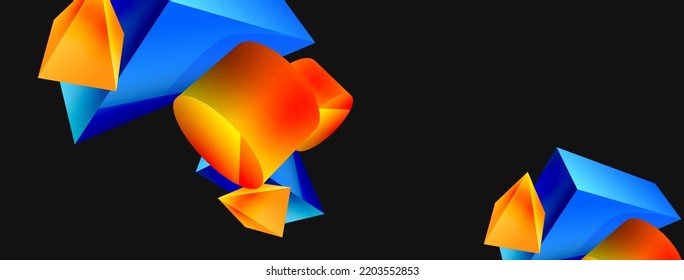 3d vector minimalist geometric abstract background. Triangle, cylinder, pyramid basic shape composition. Trendy techno business template for wallpaper, banner, background or landing