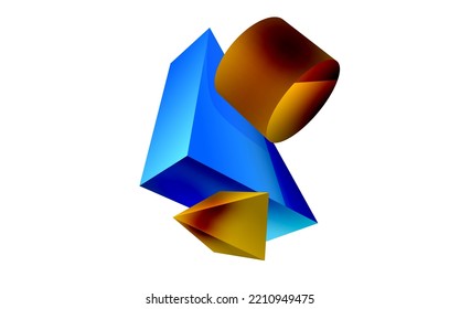 3d fondo abstracto geométrico vectorial minimalista. Triángulo, cilindro, composición de forma básica de la pirámide. Plantilla de negocios de moda para tecno para papel de pared, banner, fondo o aterrizaje