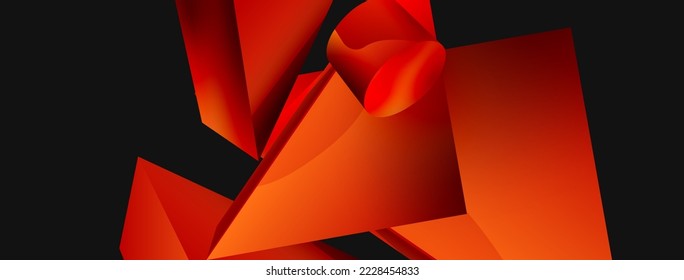 3d vector minimalist geometric abstract background. Triangle, cylinder, pyramid basic shape composition. Trendy techno business template for wallpaper, banner, background or landing