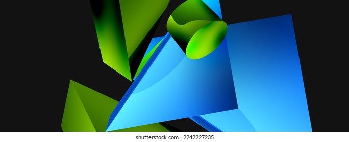 3d fondo abstracto geométrico vectorial minimalista. Triángulo, cilindro, composición de forma básica de la pirámide. Plantilla de negocios de moda para tecno para papel de pared, banner, fondo o aterrizaje