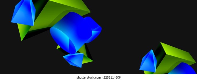 3d vector minimalist geometric abstract background. Triangle, cylinder, pyramid basic shape composition. Trendy techno business template for wallpaper, banner, background or landing
