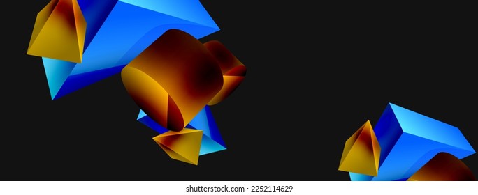 3d vector minimalist geometric abstract background. Triangle, cylinder, pyramid basic shape composition. Trendy techno business template for wallpaper, banner, background or landing