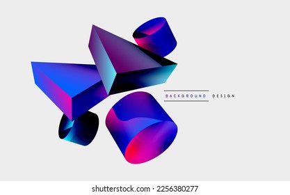 3D-Vektorgrafik minimalistischer geometrischer abstrakter Hintergrund. Dreieck, Zylinder, Pyramidengrundform Zusammensetzung. Trendy Techno Business Template für Tapete, Banner, Hintergrund oder Landung