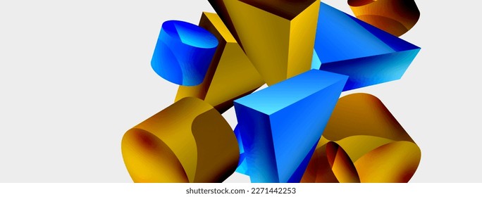 3d fondo abstracto geométrico vectorial minimalista. Triángulo, cilindro, composición de forma básica de la pirámide. Plantilla de negocios de moda para tecno para papel de pared, banner, fondo o aterrizaje