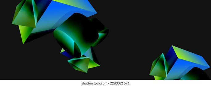 3d vector minimalist geometric abstract background. Triangle, cylinder, pyramid basic shape composition. Trendy techno business template for wallpaper, banner, background or landing