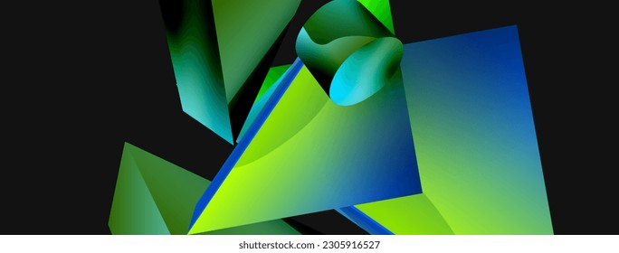 3d vector minimalist geometric abstract background. Triangle, cylinder, pyramid basic shape composition. Trendy techno business template for wallpaper, banner, background or landing