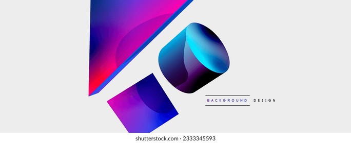 3d vector minimalist geometric abstract background. Triangle, cylinder, pyramid basic shape composition. Trendy techno business template for wallpaper, banner, background or landing
