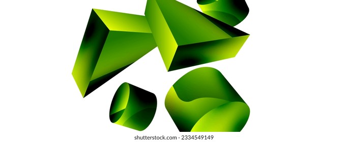 3d vector minimalist geometric abstract background. Triangle, cylinder, pyramid basic shape composition. Trendy techno business template for wallpaper, banner, background or landing