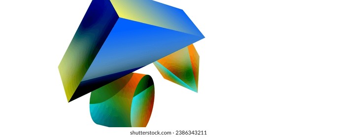 3d fondo abstracto geométrico vectorial minimalista. Triángulo, cilindro, composición de forma básica de la pirámide. Plantilla de negocios de moda para tecno para papel de pared, banner, fondo o aterrizaje