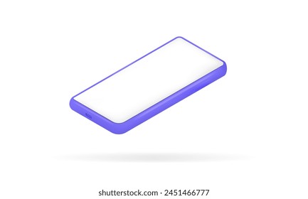 Teléfono móvil de Vector 3D aislado sobre fondo transparente. Smartphone con pantalla vacía para concepto móvil de maqueta. Ilustración vectorial isométrica 3d del teléfono celular EPS 10