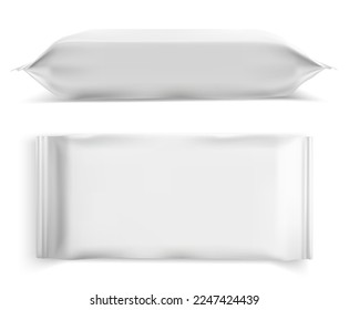 3d vector mock up for wet wipes pouch or pack. Product ad element isolated on white background.