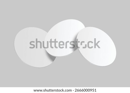 3D vector mockup of round blank beer coasters, isolated on background. Empty coaster lying for branding, pub, bar, restaurant, cafe, drinkware, bottle, can, cup holder and promotional product design