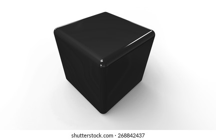 3D vector model of a black  Cube. isolated on white.
The cube has a shadow.