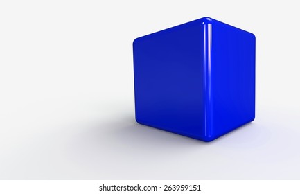 3D vector model of a cyan blue Cube. isolated on white.
The cube has a shadow. 