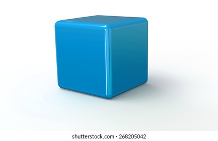 3D vector model of a cyan Cube. isolated on white.
The cube has a shadow.