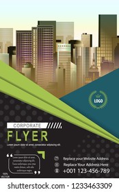 3D Vector modern brochure, abstract flyer with background of buildings. City scene. Layout template.  Poster of blue, GRAY and white color. Magazine cover. 
Corporate Identity Design Template.
