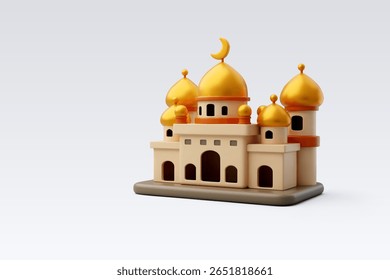 Mesquita ou castelo vetorial 3d, edificação muçulmana ramadã, conceito Ramadã Kareem. Vetor Eps 10.