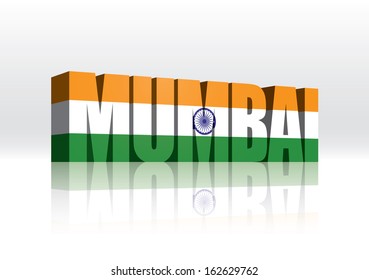 3D Vector Mumbai (India) Word Text Flag 