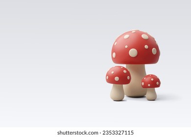 3d Vector Mushroom, Autumn forest elements, Hello autumn concept. Eps 10 Vector.