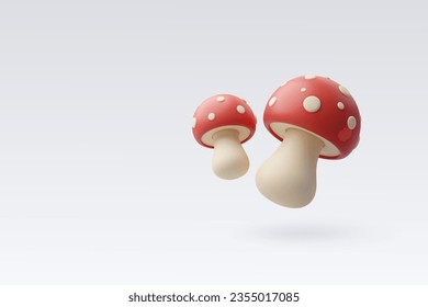 3d Vector Mushroom, Autumn forest elements, Hello autumn concept. Eps 10 Vector.