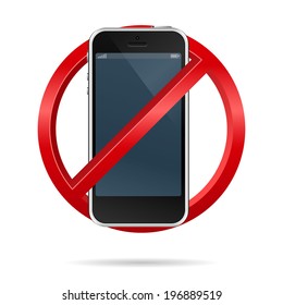 3d vector of no cell phone sign isolated on white background