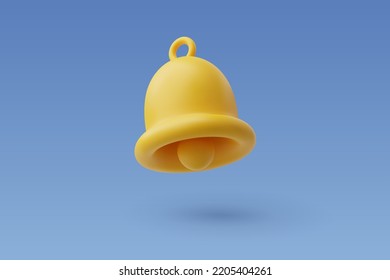 3d Vector Notification Yellow Bell, Social Media Reminder concept. Eps 10 Vector.