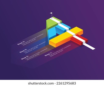 3D vector of number 4 presented in 4 portions each with one step up. Stair case or ladder shows growth over time. success story, ponts, categories, etc can be shown. 4th anniversary or birthday icon.